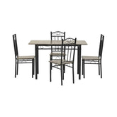 Set masa si scaune dining pentru 4 persoane , din metal si lemn, cu aspect de marmura, 120x68x75 cm, resp 34x40x90 cm